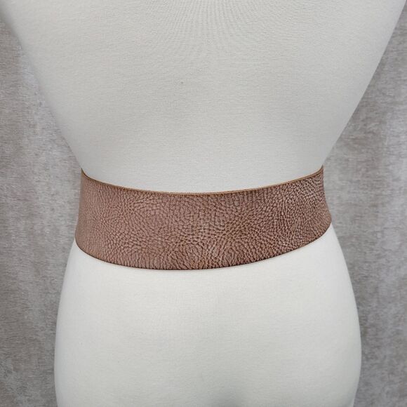 Sam Brown Wide Asymmetrical Tan Leather Belt Oversized Silver Buckle Boho main image 4